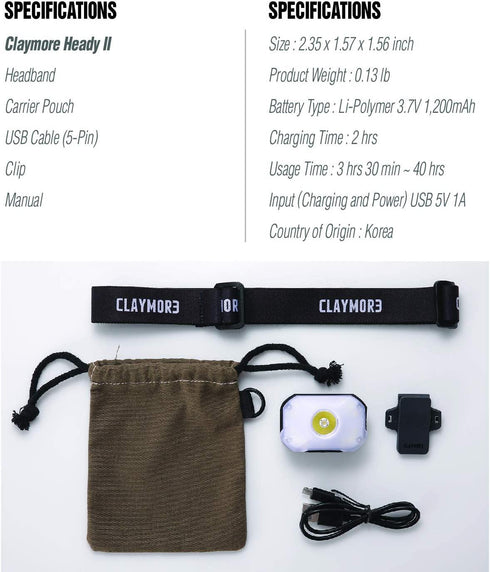 Claymore Heady II Headlamp 韓國制充電頭燈